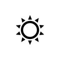 Sun icon. Brightness sun black outline vector illustration