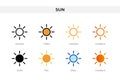 sun icon in different style. sun vector icons designed in outline, solid, colored, filled, gradient, and flat style. Symbol, logo Royalty Free Stock Photo