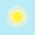 Sun icon element simple app Isolated symbol on blue background Icon sunny warm hot weather Flat design element of applications