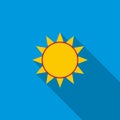 Sun icon, flat style Royalty Free Stock Photo