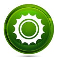 Sun icon glassy green round button illustration Royalty Free Stock Photo