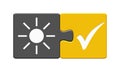 Sun icon on green grey puzzle button Royalty Free Stock Photo