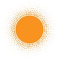 Sun icon. Halftone orange circle with gradient texture circles logo design element. Vector illustration.