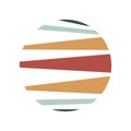 Sun icon. Halftone orange circle with gradient texture circles logo design element. Vector illustration