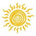 Sun icon, heat of summer sunshine and light