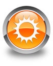 Sun icon glossy orange round button Royalty Free Stock Photo