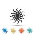 Sun icon isolated on white background. Set elements in colored icons. Flat design. Vector Royalty Free Stock Photo