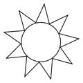 Sun icon outline. Vector illustration isolated on white Royalty Free Stock Photo