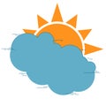 Sun icon with rays and clouds. Vector illustration of a weather forecast. Logo and symbol of cloudy weather Royalty Free Stock Photo