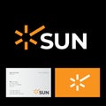 Sun icon. Rays of Sun and letters. Tourism or travel emblem. Resort logo. Identity.