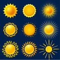 Sun icon set Royalty Free Stock Photo