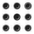 Sun icon set. Astronomy. Astrology. Solar eclipse Royalty Free Stock Photo