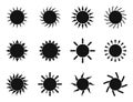 Sun icon. Set of black sun icons. Vector illustration. Suns icon collection Royalty Free Stock Photo