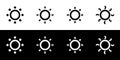 Sun icon set. Summer, hot weather, and sunlight