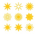 Sun icon set, flat design elements Royalty Free Stock Photo