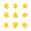 Sun icon set vector illustration. Sun collection design summer yellow sign