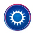 Sun icon silky blue round button aqua design illustration