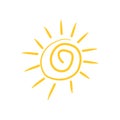 Sun icon. Stylized Sun In Painted Inky Tribal Style. Vector