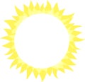 Sun icon. Sunny bright circle shape with rays. Summer sun shine brightly, flat simple logo template, concept design Royalty Free Stock Photo