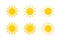 Sun icon symbol illustration, Sunlight design weather. Flat sunshine isolated set of sun logo Royalty Free Stock Photo