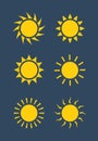 Sun icon symbol illustration, Sunlight design weather. Flat sunshine isolated set of sun logo Royalty Free Stock Photo