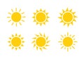 Sun icon symbol illustration, Sunlight design weather. Flat sunshine isolated set of sun logo Royalty Free Stock Photo