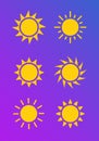 Sun icon symbol illustration, Sunlight design weather. Flat sunshine isolated set of sun logo Royalty Free Stock Photo