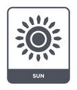 sun icon in trendy design style. sun icon isolated on white background. sun vector icon simple and modern flat symbol for web site Royalty Free Stock Photo