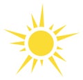 Sun icon. Yellow sunshine symbol. Weather sign