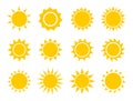 Sun icons collection. Summer suns flat design set