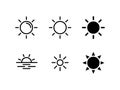 Sun icons collection. Vector illustration. Line style, eps 10.