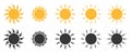 Sun icons collection yellow and black set. Vector illustration Royalty Free Stock Photo