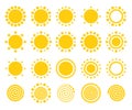 Sun icons isolated on white background set Royalty Free Stock Photo