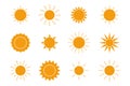 Sun icons set flat style Royalty Free Stock Photo