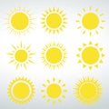 Sun icons vector isolated vector on a white background