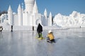 Snow sculptures- kissing Harbin Snow Sculptures 2018 lplaying on ice, sledging