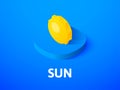 Sun isometric icon, isolated on color background Royalty Free Stock Photo