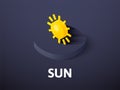 Sun isometric icon, isolated on color background Royalty Free Stock Photo