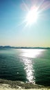 The sun at its Zenith over the Kamchatka Bay Royalty Free Stock Photo