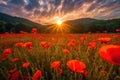 Sun-kissed Poppy Fields - Generative AI