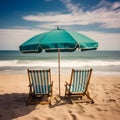 Sun-kissed seashore, sandy beach, floating clouds, and radiant coastal splendor Royalty Free Stock Photo