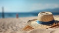 Sun-Kissed Serenity: Straw Hat and Sunglasses on the Beach