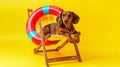 Sun-Kissed Summer Shenanigans: Dachshund Puppy Enjoys Beach Chair and Inflatable Ring Adventures!