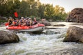 Whitewater Rafting on the Dudh Koshi in Nepal. Rafting team , summer extreme Royalty Free Stock Photo