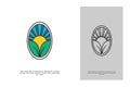 sun and leaf badge logo design template Royalty Free Stock Photo