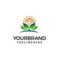 Sun and leaf logo design concept template Royalty Free Stock Photo