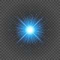 Sun with lens flare lights template and vector background. Special Effect Glowing Rays.
