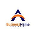 Sun with Letter A logo design vector. Creative Initial A logo concepts template Royalty Free Stock Photo