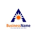 Sun with Letter A logo design vector. Creative Initial A logo concepts template Royalty Free Stock Photo