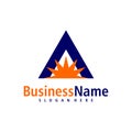 Sun with Letter A logo design vector. Creative Initial A logo concepts template Royalty Free Stock Photo